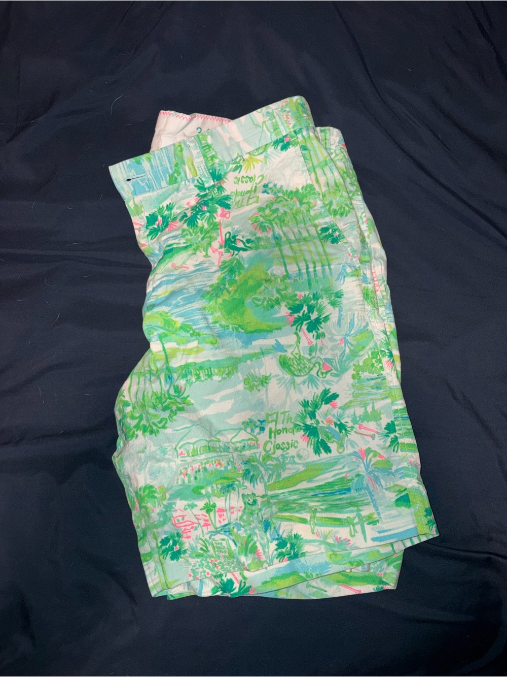 Lilly Pulitzer Green Pink Tropical Print Men’s Shorts